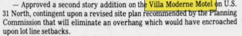 Villa Moderne Motel - Oct 1983 Article On Expansion